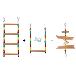 Kit 3 Brinquedos Para Pássaros Calopsita, Periquito, Agapórnis, Rosela